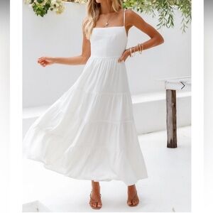 Hello molly white train into town midi dress